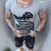 Tricou barbati, cu imprimeu interesant-gri Cod:217-1