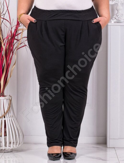 Pantalon maxi cu buzunare-negru cod 7046