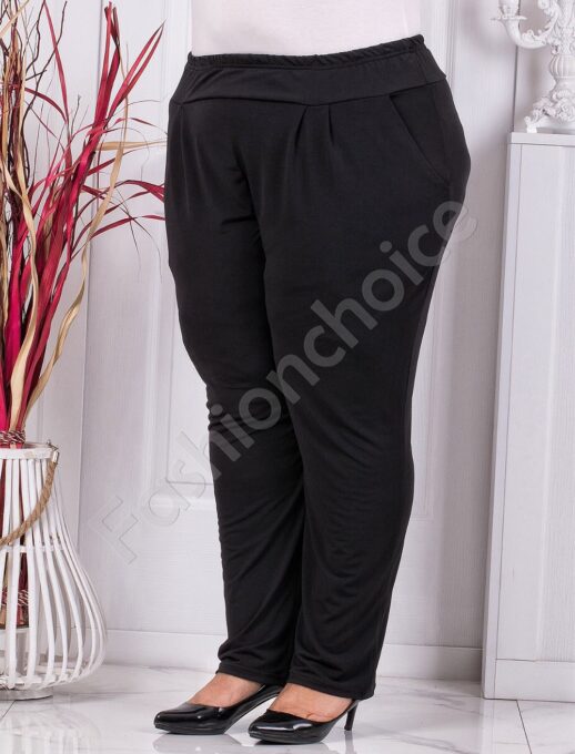 Pantalon maxi cu buzunare-negru cod 7046