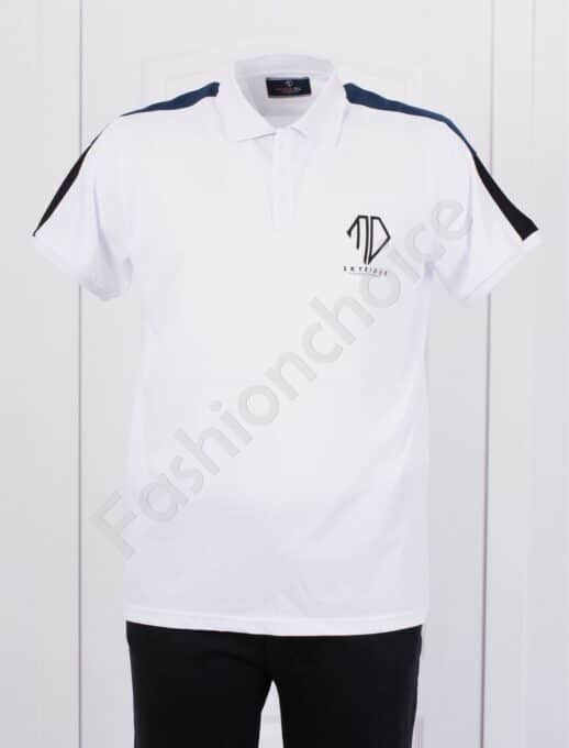 Bluza maxi cu banda colorata pe maneca-alb cod 21333