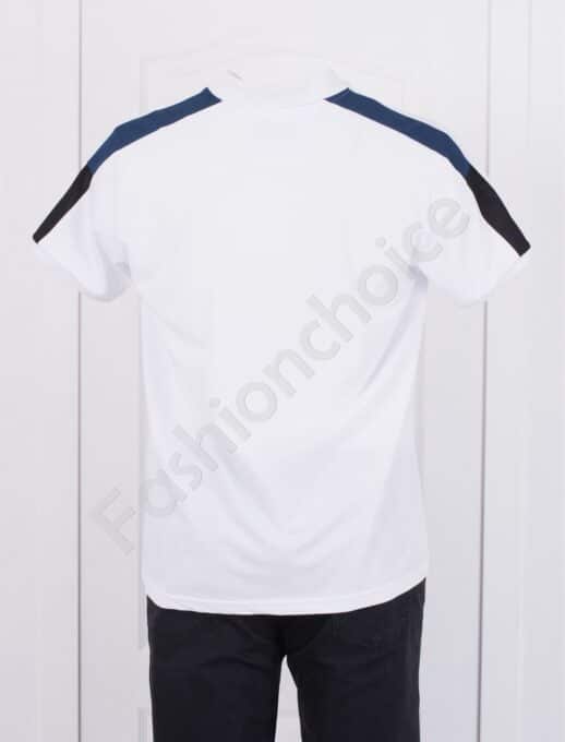 Bluza maxi cu banda colorata pe maneca-alb cod 21333
