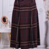 Fusta maxi in carouri culoare marsala-cod 323