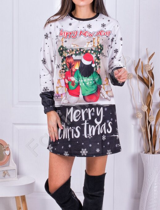 Rochie cu inscris MERRY CHRISTMAS si Happy New Year cod 2582-6