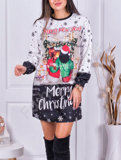 Rochie cu inscris MERRY CHRISTMAS si Happy New Year cod 2582-6