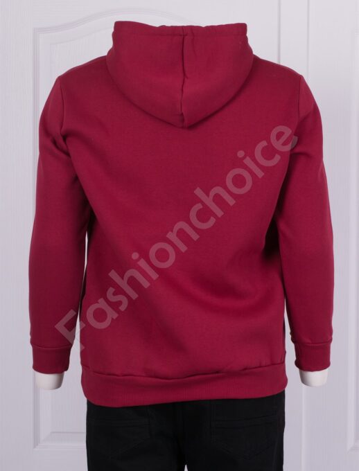 Hanorac hoodie cu buzunar tip cangur/marimi mari/-bordo cod 21512-2