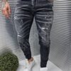 Blugi negri SKINNY FIT cu efect zgariat cod 882