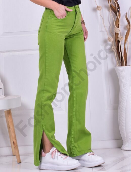 Blugi de dama Charleston cu fante -verde cod 8107
