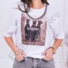 Tricou de dama alb cu imprimeu si lant-cod 1131-1