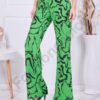 Pantaloni de dama cu talie inalta-culoare verde-cod 0989-1