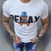 Tricou barbati Relax cu print ursului-alb-cod 9502-1