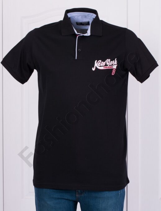 Bluza barbati cu guler NEW YORK /2XL-8XL/-negru-cod 22302