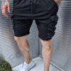Pantalon scurt cu catarame moderne-negru cod 1120-1