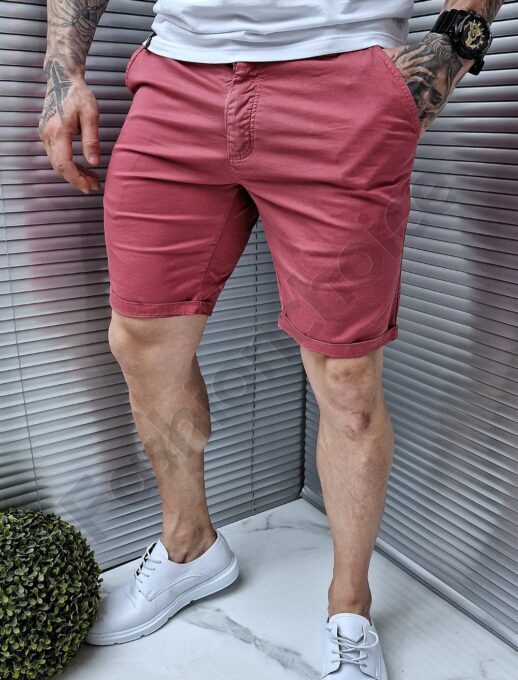 Pantalon scurt pentru barbati cu buzunare-rosu cod 1450-1