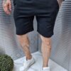 Pantaloni scurți simpli pentru bărbați-negri-Cod 299