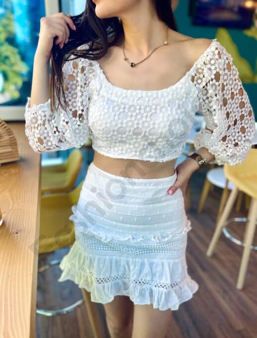 Compleu top si fusta cu volane- cod 6222