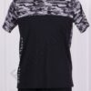Bluza maxi cu print camuflaj si inscris-gri cod 22143