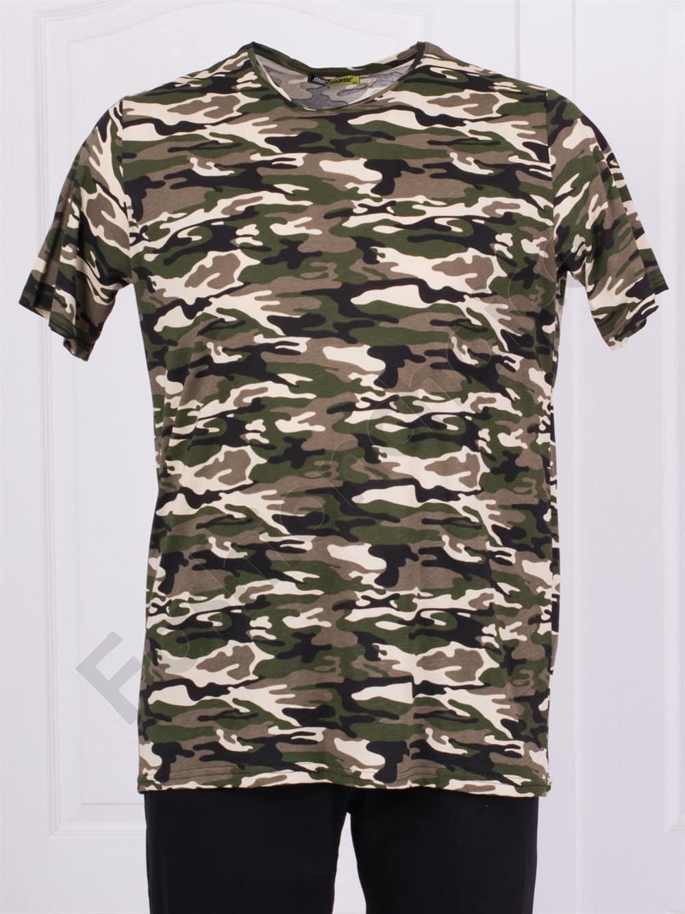 Bluza maxi cu print camuflaj-kaki cod 22142-1
