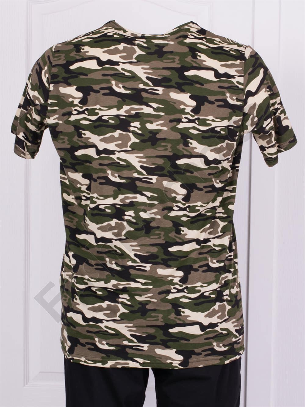 Bluza maxi cu print camuflaj-kaki cod 22142-1