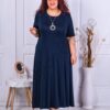 Rochie eleganta maxi in clos+cadou colier-bleumarin-cod 236085-1