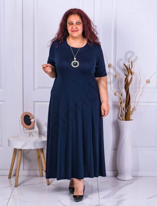 Rochie eleganta maxi in clos+cadou colier-bleumarin-cod 236085-1