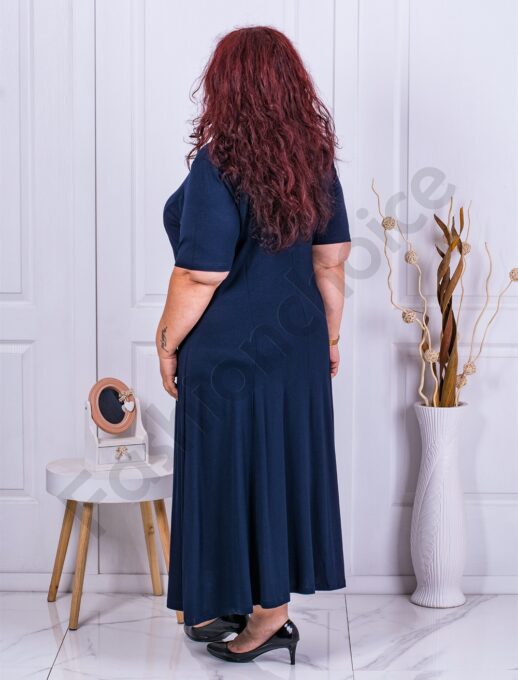 Rochie eleganta maxi in clos+cadou colier-bleumarin-cod 236085-1