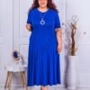 Rochie eleganta maxi in clos+cadou colier-albastru regal-cod 236085-9