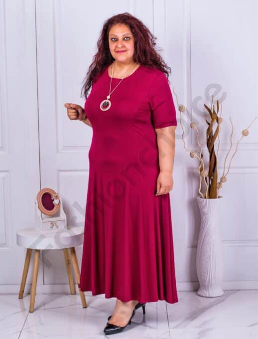 Rochie eleganta maxi in clos+cadou colier-bordo-cod 236085-3