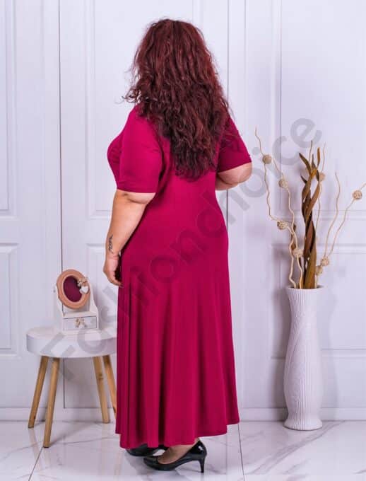 Rochie eleganta maxi in clos+cadou colier-bordo-cod 236085-3