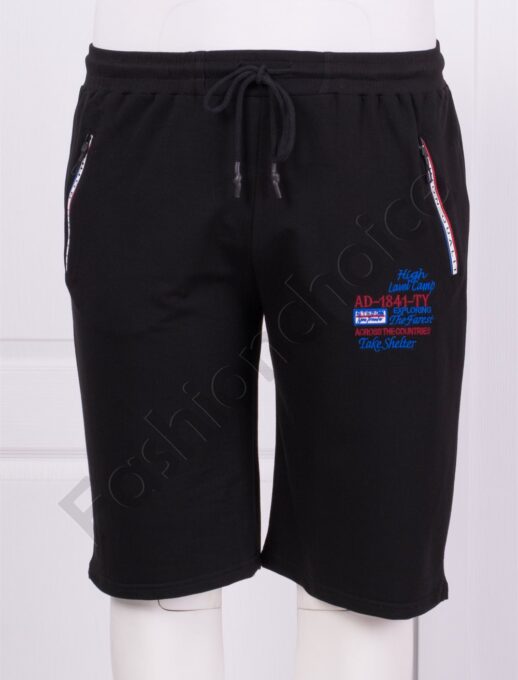 Pantalon sport cu lungime 3/4 si broderie-negru cod 22554