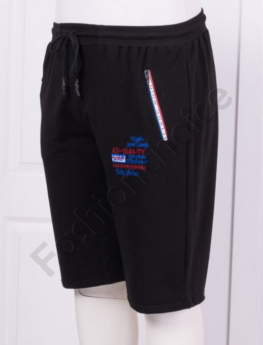 Pantalon sport cu lungime 3/4 si broderie-negru cod 22554