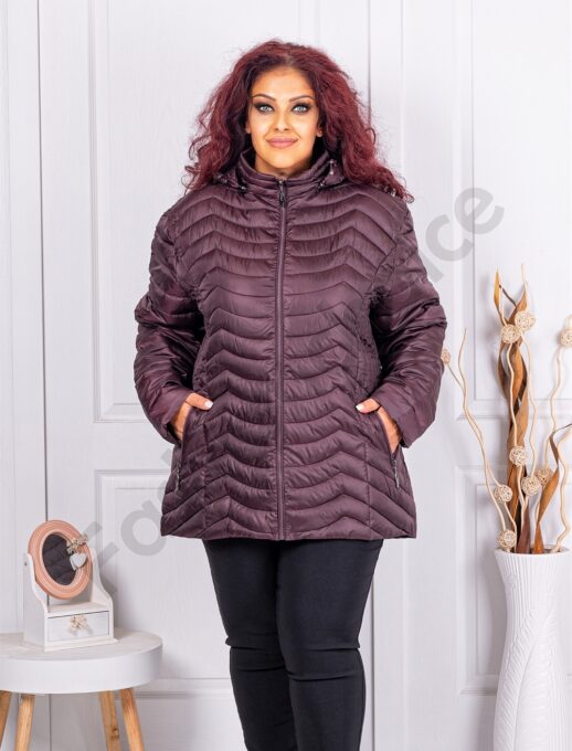 Geaca de dama in marimi super maxi-marsala cod 2218-2