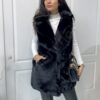 Vesta de dama din eco piele cu rever-negru cod 70