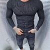 Bluza barbati cu model in relief-negru cod 2733