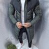 Geaca lunga pentru barbati cu gluga-negru/kaki-cod 5153