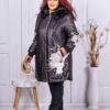 Geaca eleganta pentru iarna cu orhidee crem cod 71182