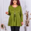 Tunica maxi din tricotaj finut cu nasturi decorativi-lime cod 16831-1