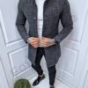 Palton elegant pentru iarna-gri inchis melanj cod 822-1