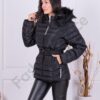 Geaca pentru iarna cu blana eco pe gluga-negru cod 2227-1