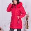 Geaca pentru iarna Fashion cu blana eco pe gluga-rosu cod 2228-3