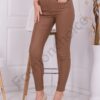 Pantalon din eco piele Push up-cafea cod 676-2