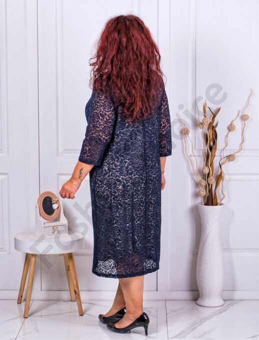 Rochie eleganta din dantela elastica-albastru cod 027-1