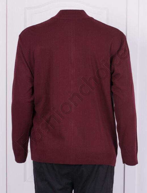 Cardigan maxi din tricotaj finut cu fermoar-bordo cod 297-2