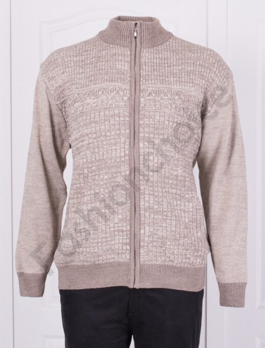 Cardigan maxi tricotat cu buzunare-capucino cod 299-2