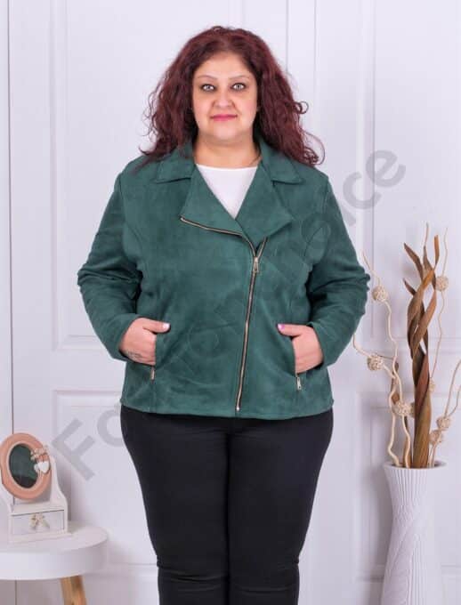 Jacheta maxi cu inchidere asimetrica-verde cod 2663-2
