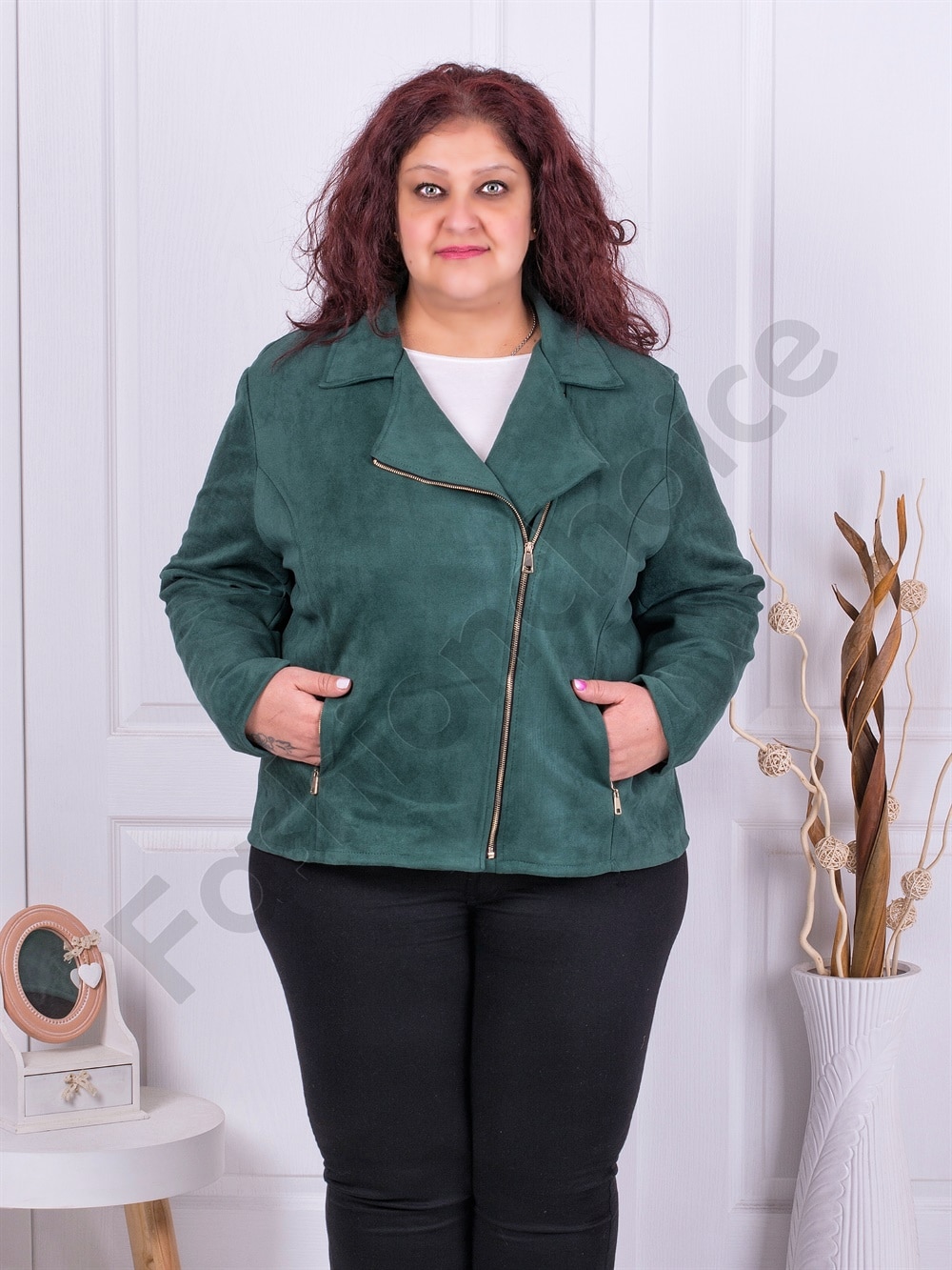 Jacheta maxi cu inchidere asimetrica-verde cod 2663-2