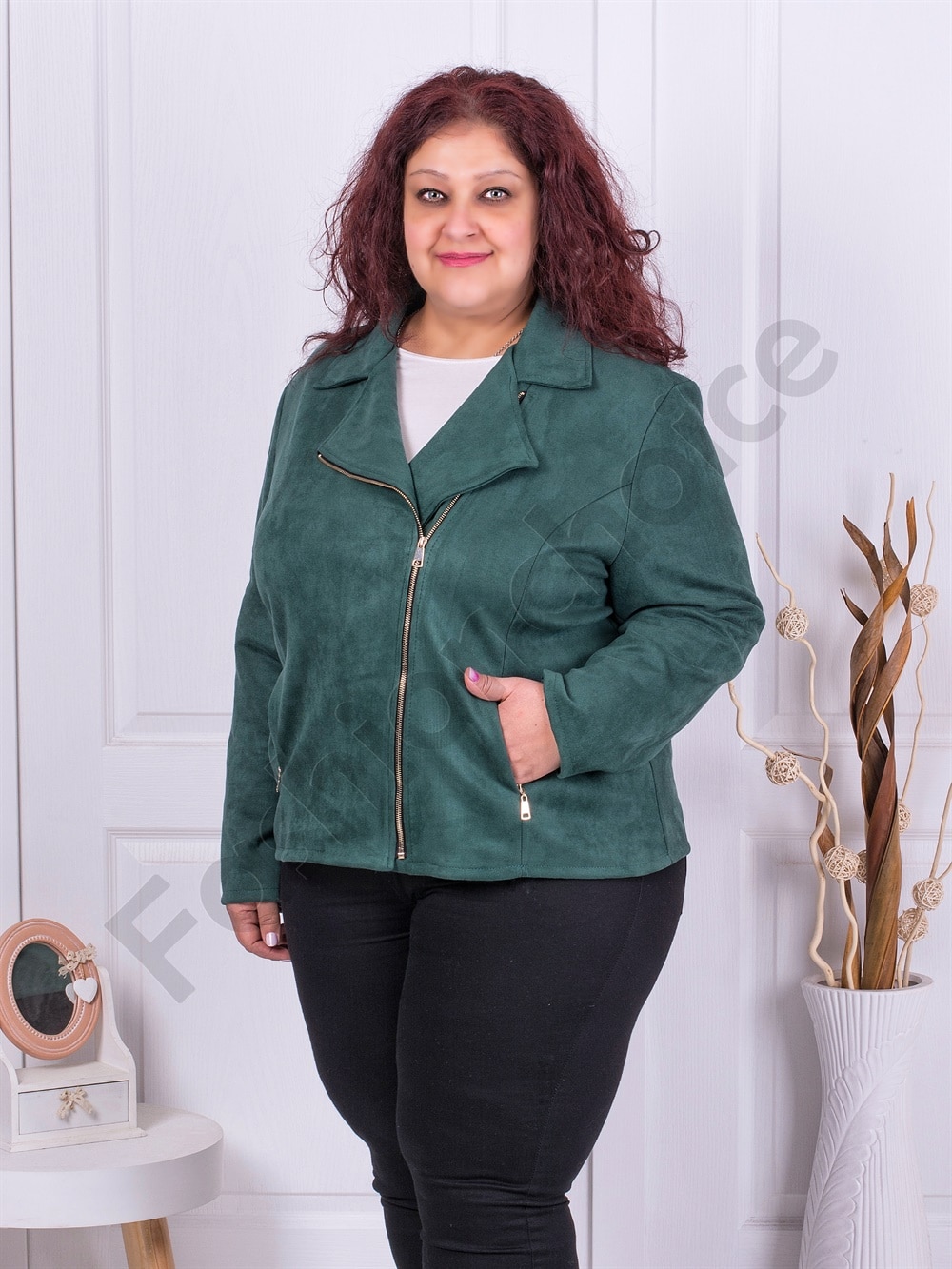 Jacheta maxi cu inchidere asimetrica-verde cod 2663-2