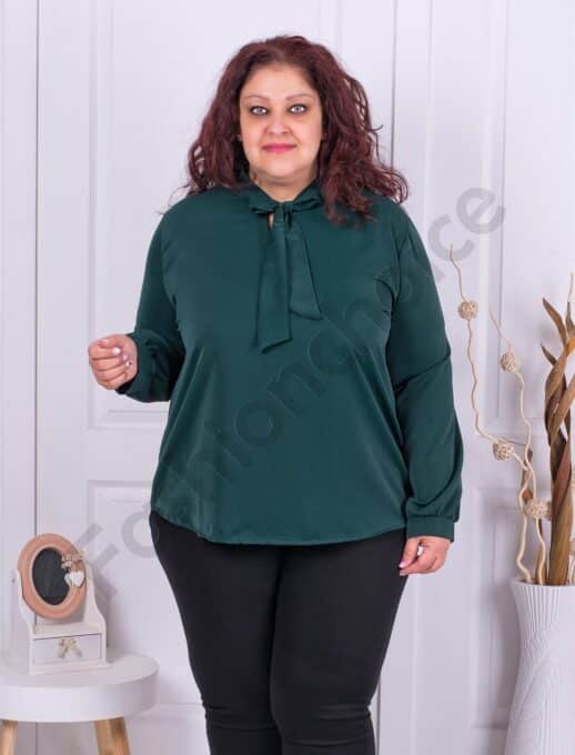 Bluza maxi cu funda la baza gatului-verde inchis cod 70227-3
