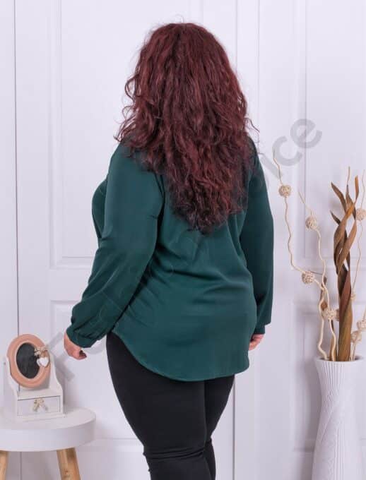 Bluza maxi cu funda la baza gatului-verde inchis cod 70227-3