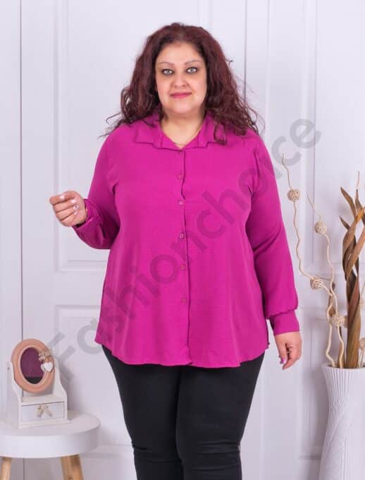 Camasa maxi cu guler la baza gatului-magenta cod 211469-4