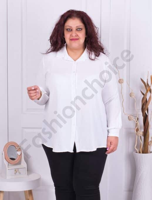 Camasa maxi cu guler la baza gatului-alb cod 211469-3
